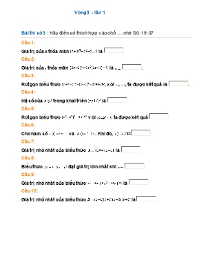 Đề thi Violympic Toán 9 Vòng 3 - Lần 1